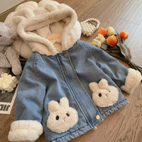 Thumbnail for Girls Bunny Denim Coat – Varm & behagelig – Børnejakke