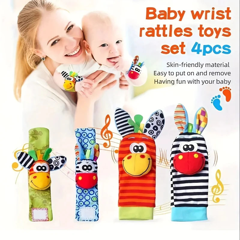 Wrist Rattle and Socks – Motorik & leg – Rangle til babyer (sæt med 4)