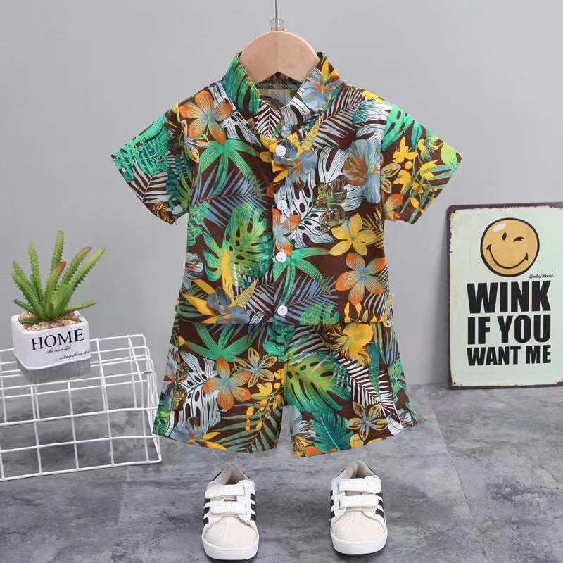 Mini Fashion™ - Frisk og munter - Blomstret drengesæt