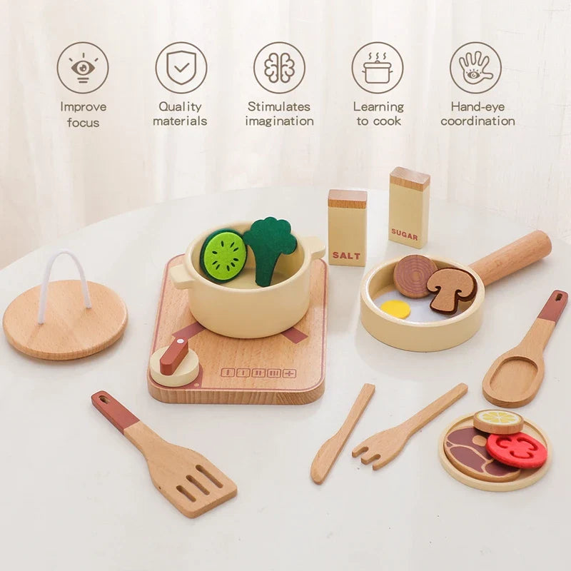 Woods™ - Mini-kokke På Vej - Legekøkken-sæt i træ