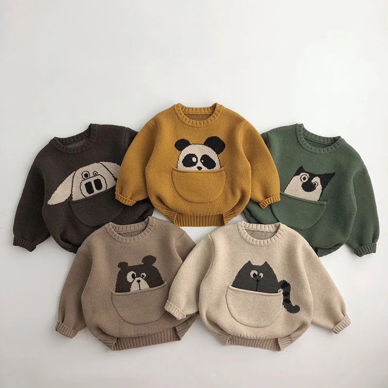 Mini Fashion™ - Sødt print med lomme - Dyresweater