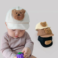 Thumbnail for Mini Fashion - Cool & sød - Corduroy børnehat med bjørn