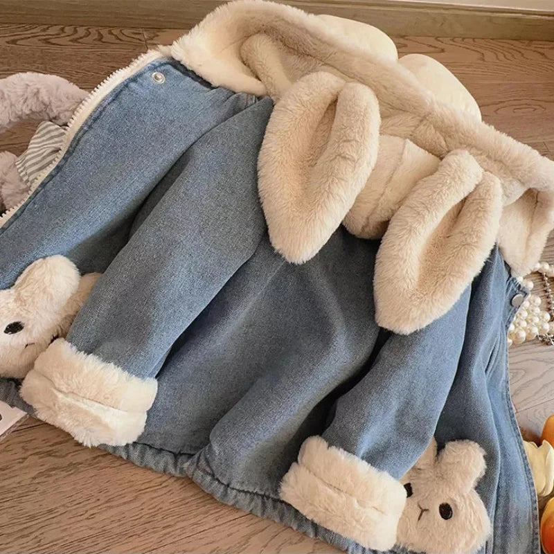 Girls Bunny Denim Coat – Varm & behagelig – Børnejakke