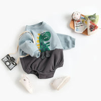 Thumbnail for Mini Fashion – Blød fleecedragt med Dino-print