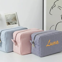 Thumbnail for Striped Name Pouch – Personlig og stilfuld – Makeup-taske