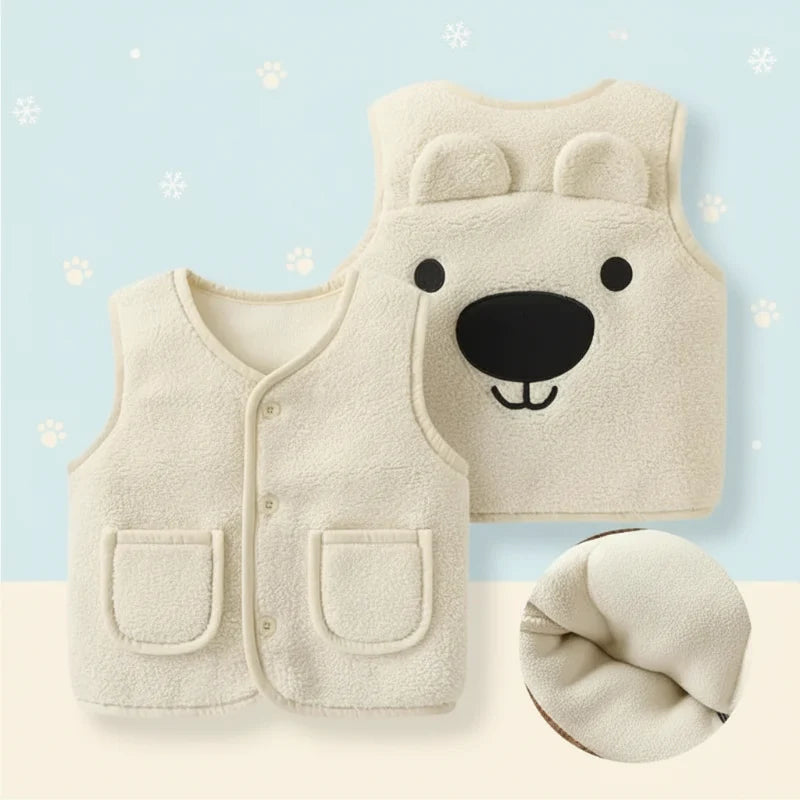 Baby Bear Fleece Vest – Varm og blød – Børnevest med bjørnemotiv
