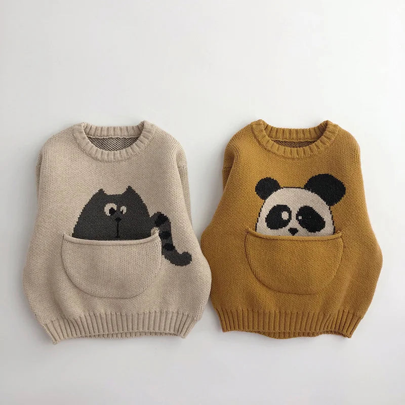 Mini Fashion™ - Sødt print med lomme - Dyresweater