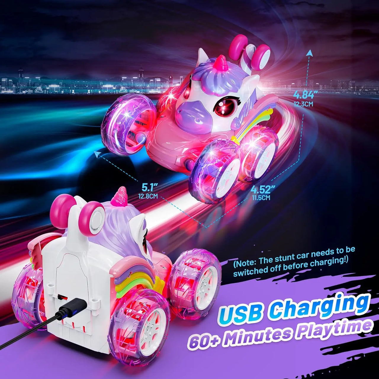 GlowRide – Farverig og aktiv – Unicorn RC-bil