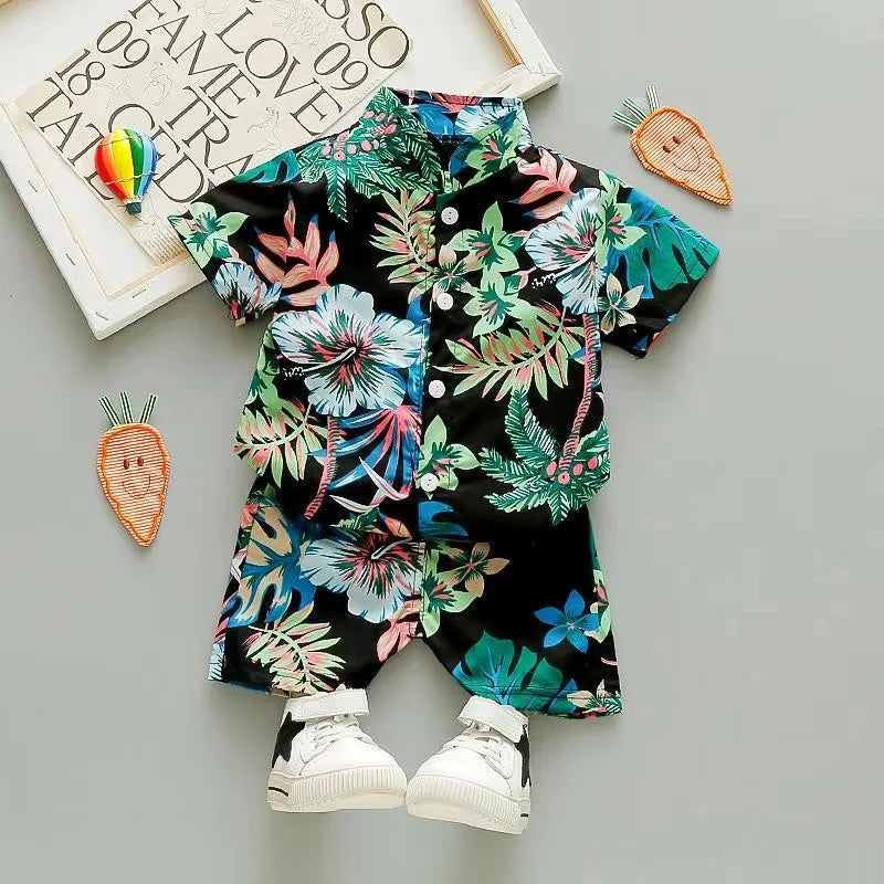 Mini Fashion™ - Frisk og munter - Blomstret drengesæt