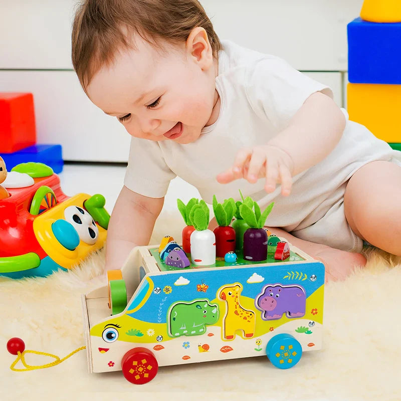 Montessori Animal Matching Toy – Lærerigt & interaktivt – Puslespil med legevogn