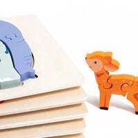 Thumbnail for Animal Puzzle™ – Opdag og lær – Tegneserie-puslespil i træ