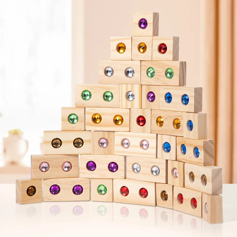 Rainbow Gem Stacking Blocks – Kreativt og lærerigt – Sæt med træklodser til at stable