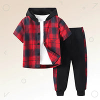 Thumbnail for Boys Checkered Outfit – Trendy og behageligt – Børnetøjssæt med tern