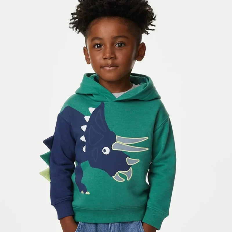 DinoStyle – Varm og åndbar – hættetrøje med Triceratops-print