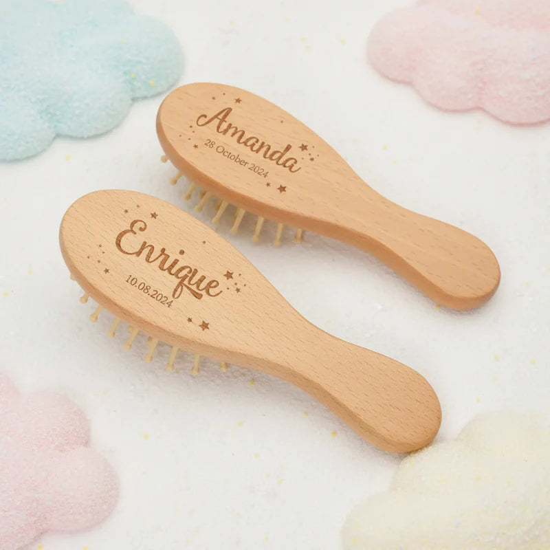 Personalized Hairbrush – Blødt & unikt – Personligt babyhårbørstesæt