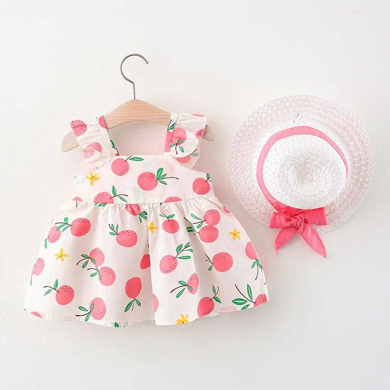 Mini Fashion™ – Sød og sommerlig – Frugtkjole (inkluderer GRATIS stråhat)