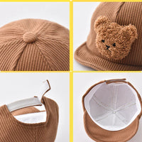 Thumbnail for Mini Fashion - Cool & sød - Corduroy børnehat med bjørn