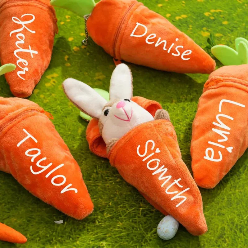Personalized Bunny – Den ultimative påskegave – Plyskanin med gulerod og navn