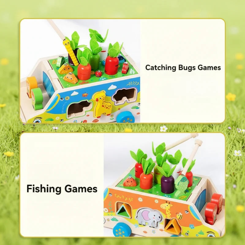 Montessori Animal Matching Toy – Lærerigt & interaktivt – Puslespil med legevogn
