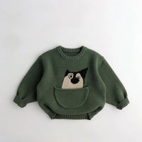 Thumbnail for Mini Fashion™ - Sødt print med lomme - Dyresweater