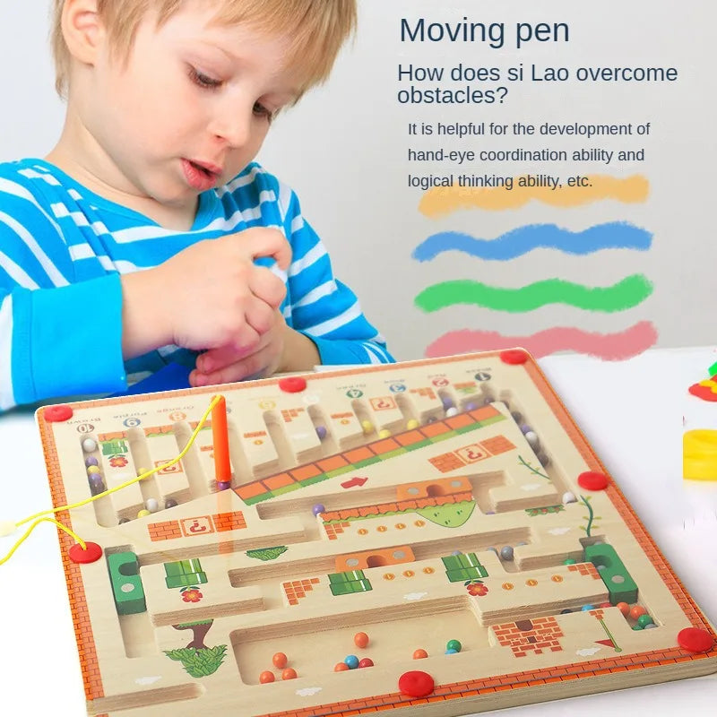 Magnetic Maze™ - Farverig tællesjov - Magnetisk puslespil i træ