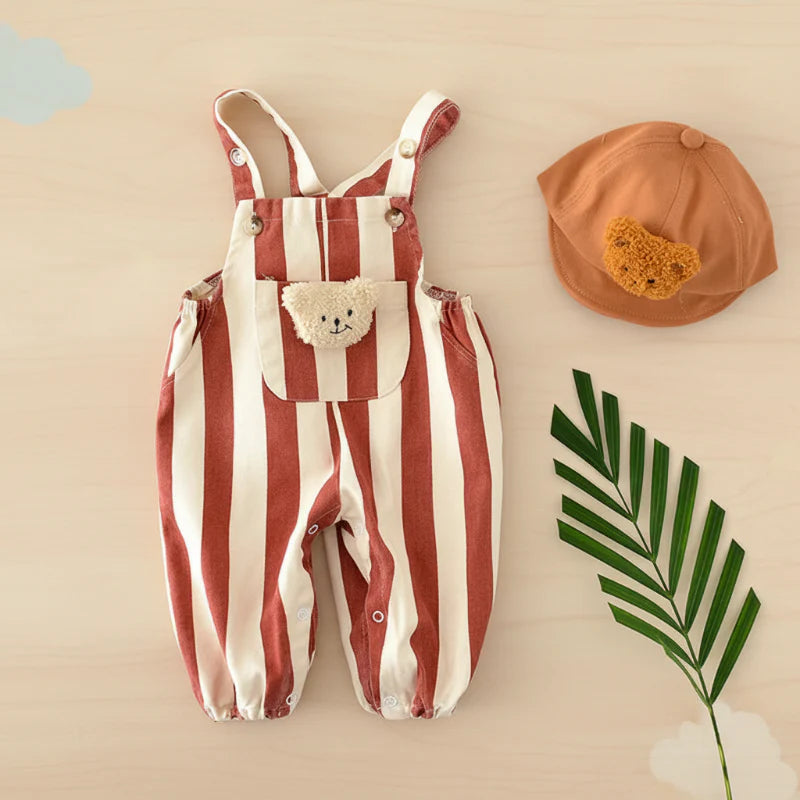 Striped Overall Romper – Blødt & behageligt – Jumpsuit til børn