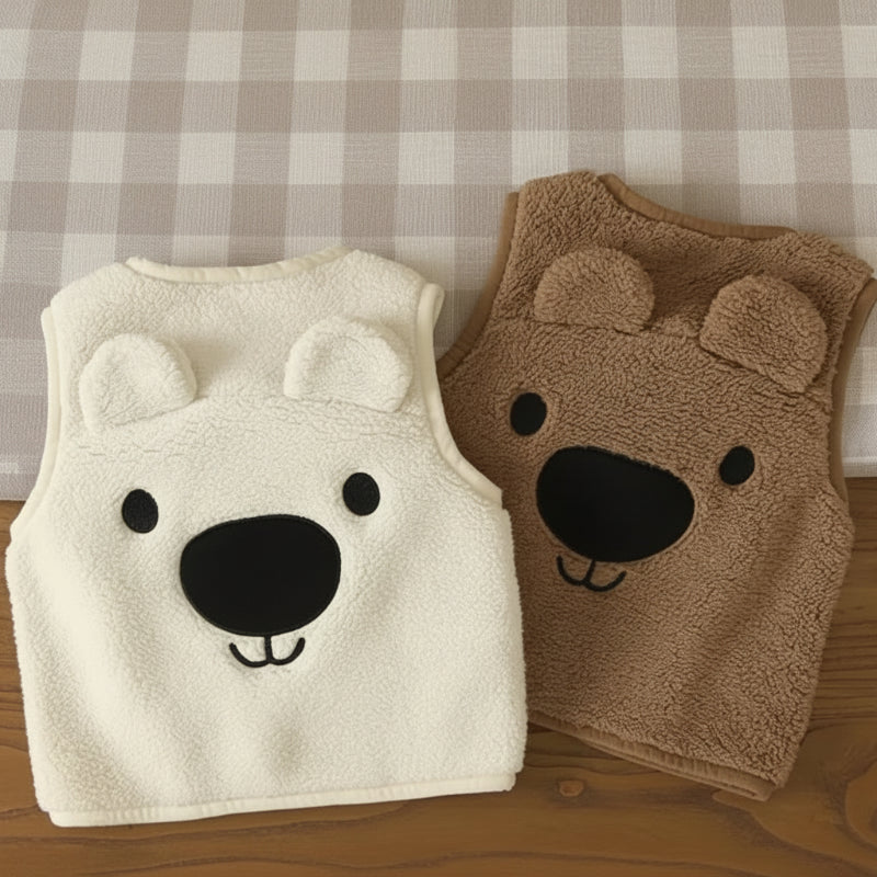 Baby Bear Fleece Vest – Varm og blød – Børnevest med bjørnemotiv