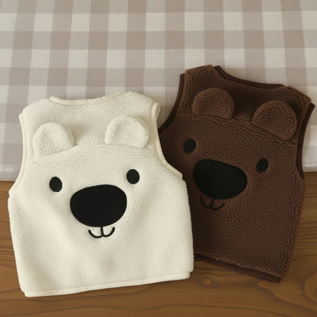 Baby Bear Fleece Vest – Varm og blød – Børnevest med bjørnemotiv