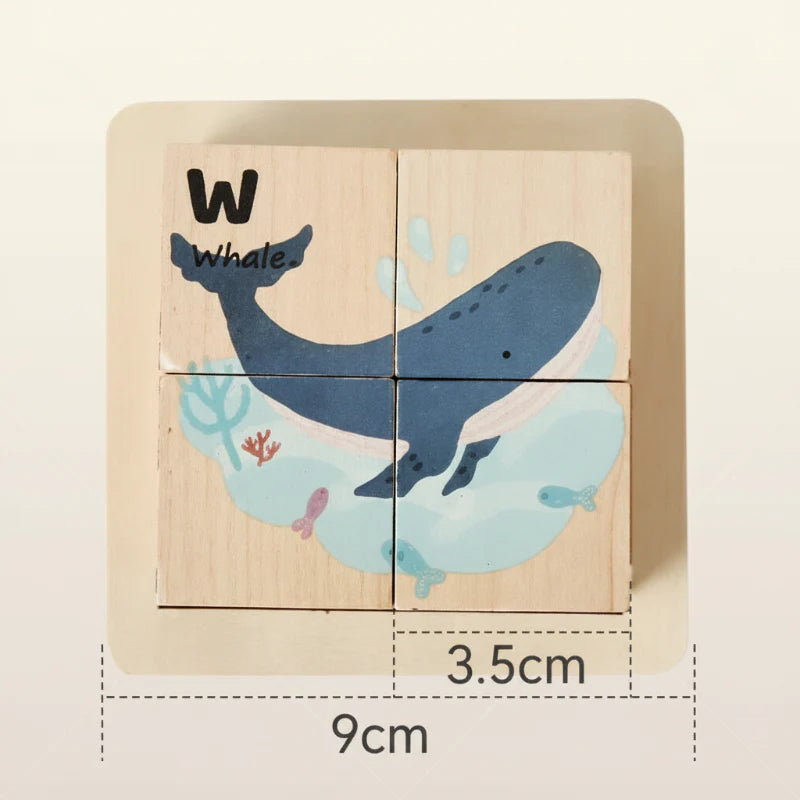 WoodMind – Kreativt og lærerigt – 6-i-1 Montessori-dyrebrik med træbrikker