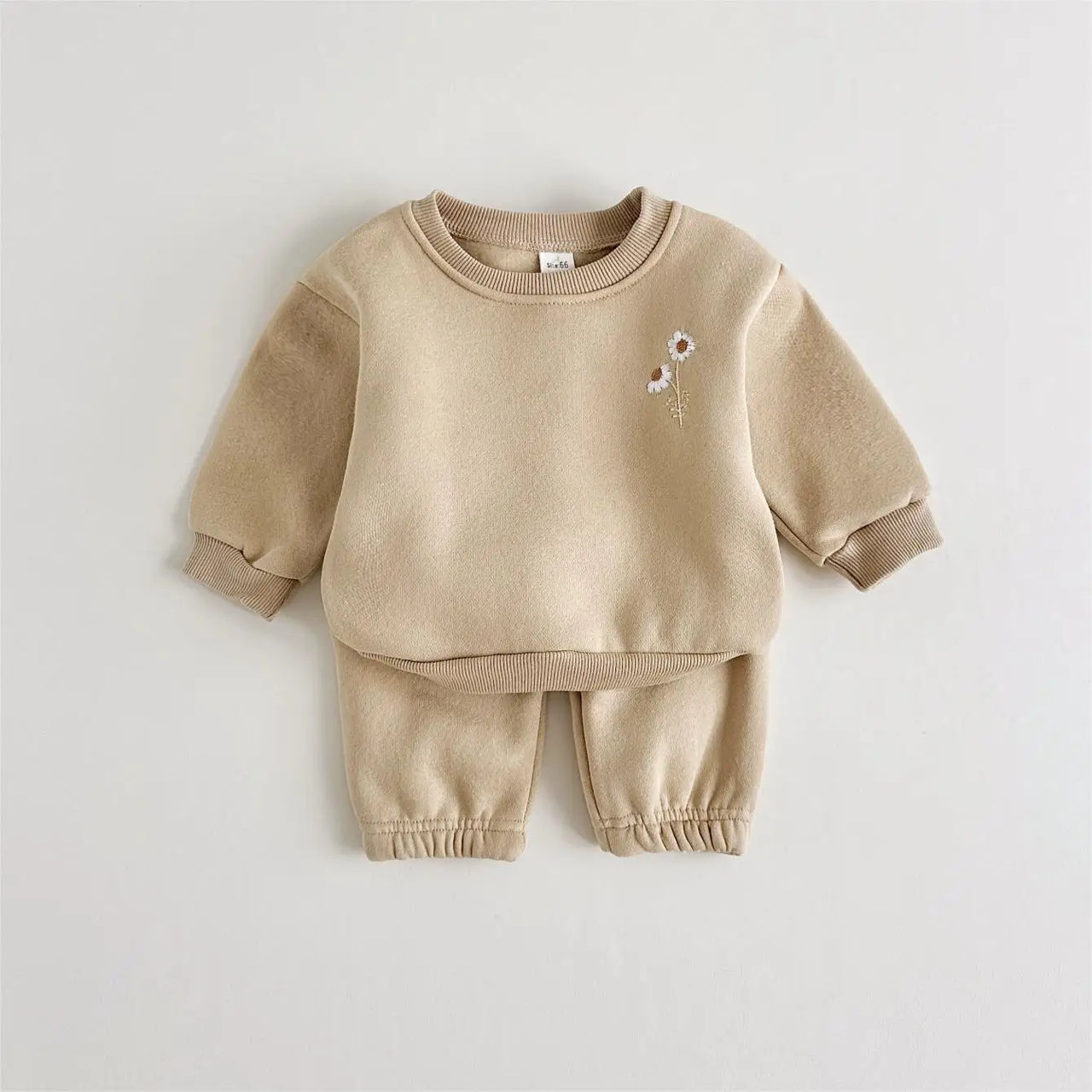 Mini Fashion™ - Varm og behagelig - Træningsdragt med  blomsterbroderi