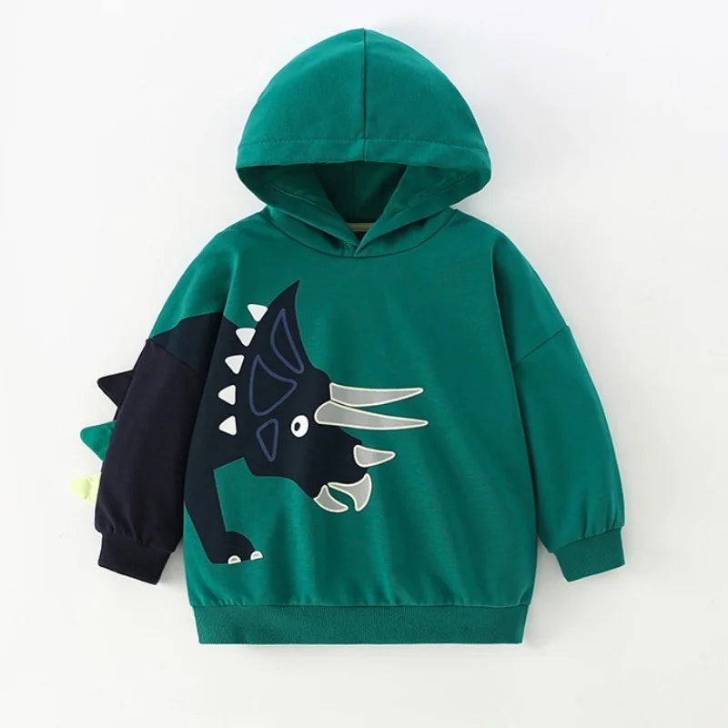DinoStyle – Varm og åndbar – hættetrøje med Triceratops-print