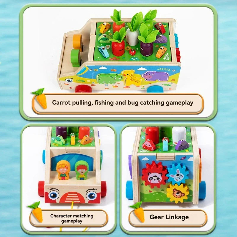 Montessori Animal Matching Toy – Lærerigt & interaktivt – Puslespil med legevogn