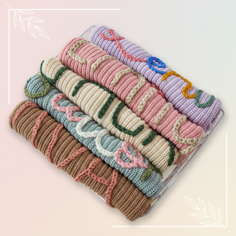 TinyStitch – Personlig strikket navnetrøje til børn