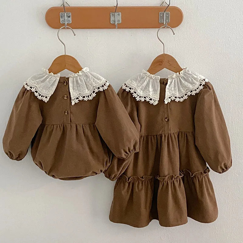 Mini Fashion™ - Kjole - Beige mønsterKomfortabel og stilfuld - Forår Romper Kjoler Børn