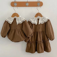 Thumbnail for Mini Fashion™ - Kjole - Beige mønsterKomfortabel og stilfuld - Forår Romper Kjoler Børn