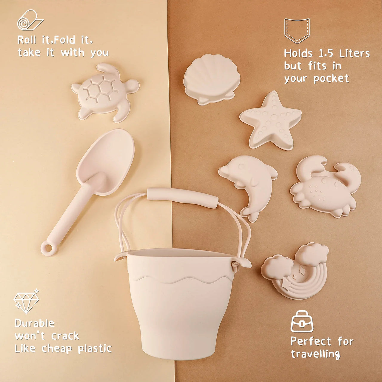 Silicone Beach Set™ - Strandspand til Sand Eventyr - Strandsæt i Silikone