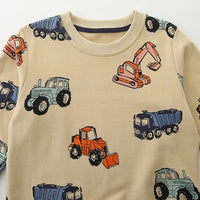 Thumbnail for TruckTales – Blød og varm - sweater med farverige byggekøretøjer