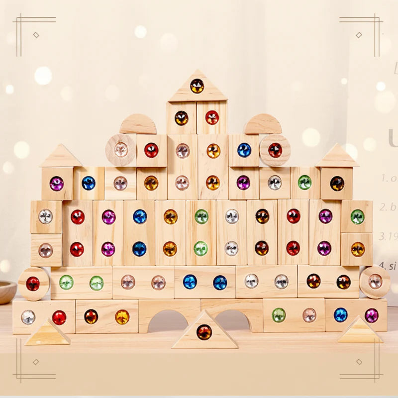 Rainbow Gem Stacking Blocks – Kreativt og lærerigt – Sæt med træklodser til at stable