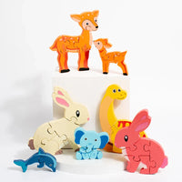 Thumbnail for Animal Puzzle™ – Opdag og lær – Tegneserie-puslespil i træ