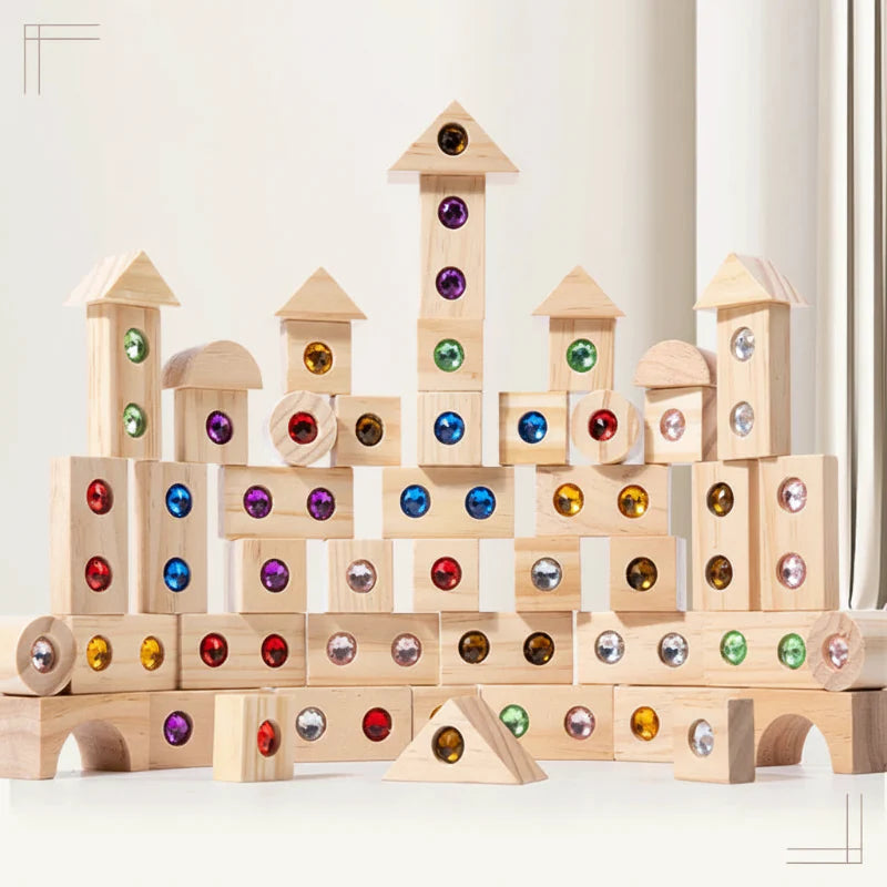 Rainbow Gem Stacking Blocks – Kreativt og lærerigt – Sæt med træklodser til at stable