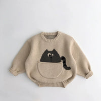 Thumbnail for Mini Fashion™ - Sødt print med lomme - Dyresweater