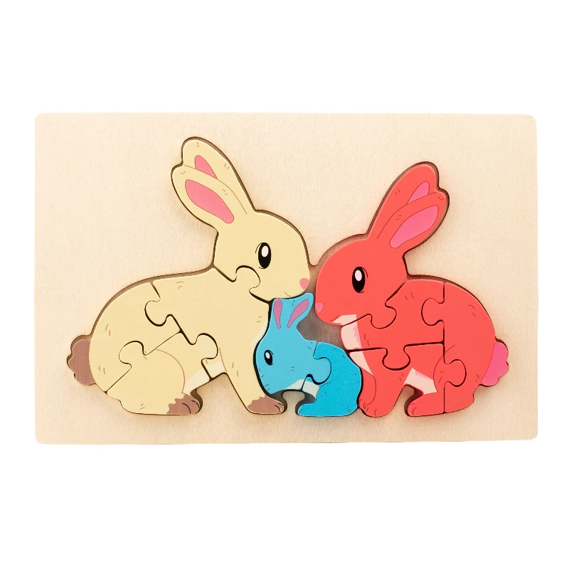 Animal Puzzle™ – Opdag og lær – Tegneserie-puslespil i træ