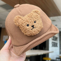 Thumbnail for Mini Fashion - Cool & sød - Corduroy børnehat med bjørn