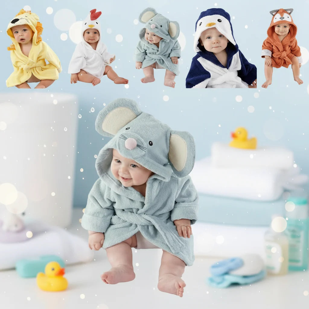 CozyNest – Blød og absorberende – Badekåbe med dyremotiv