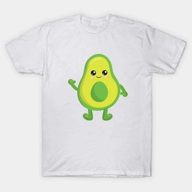 Mini Fashion™ - Match Med Familien -  Avocado T-shirts Hvid