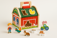 Thumbnail for Wooden farm barn toy set with animals
