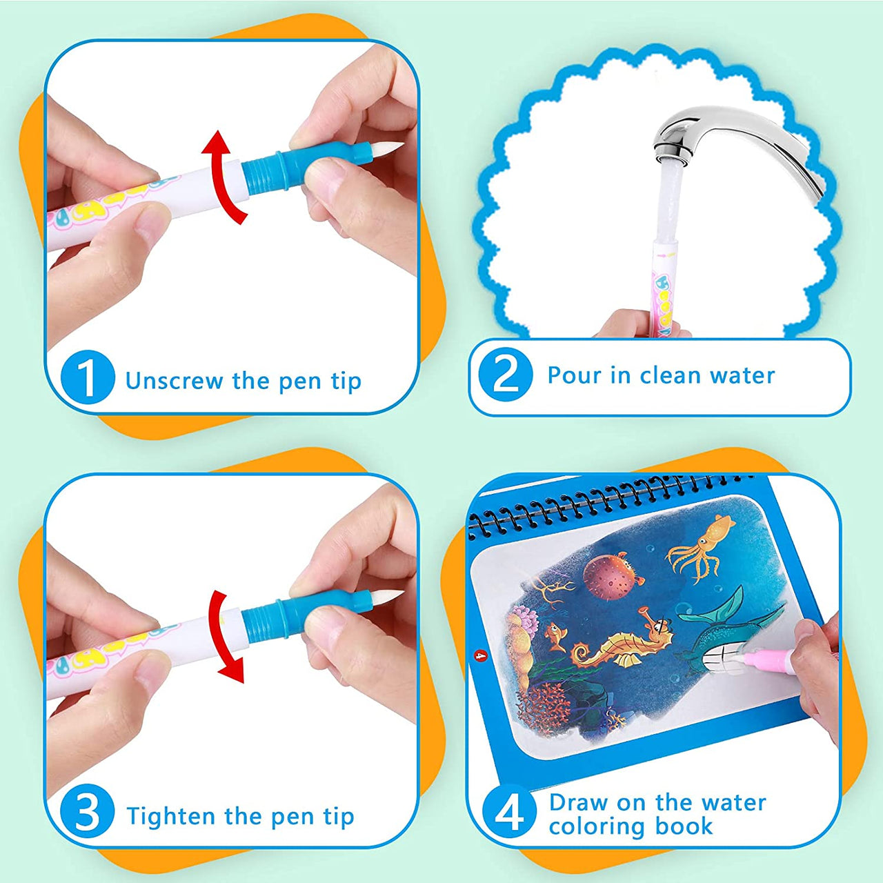 Magic Water Book™ - Trylle tegningen frem - Malebog